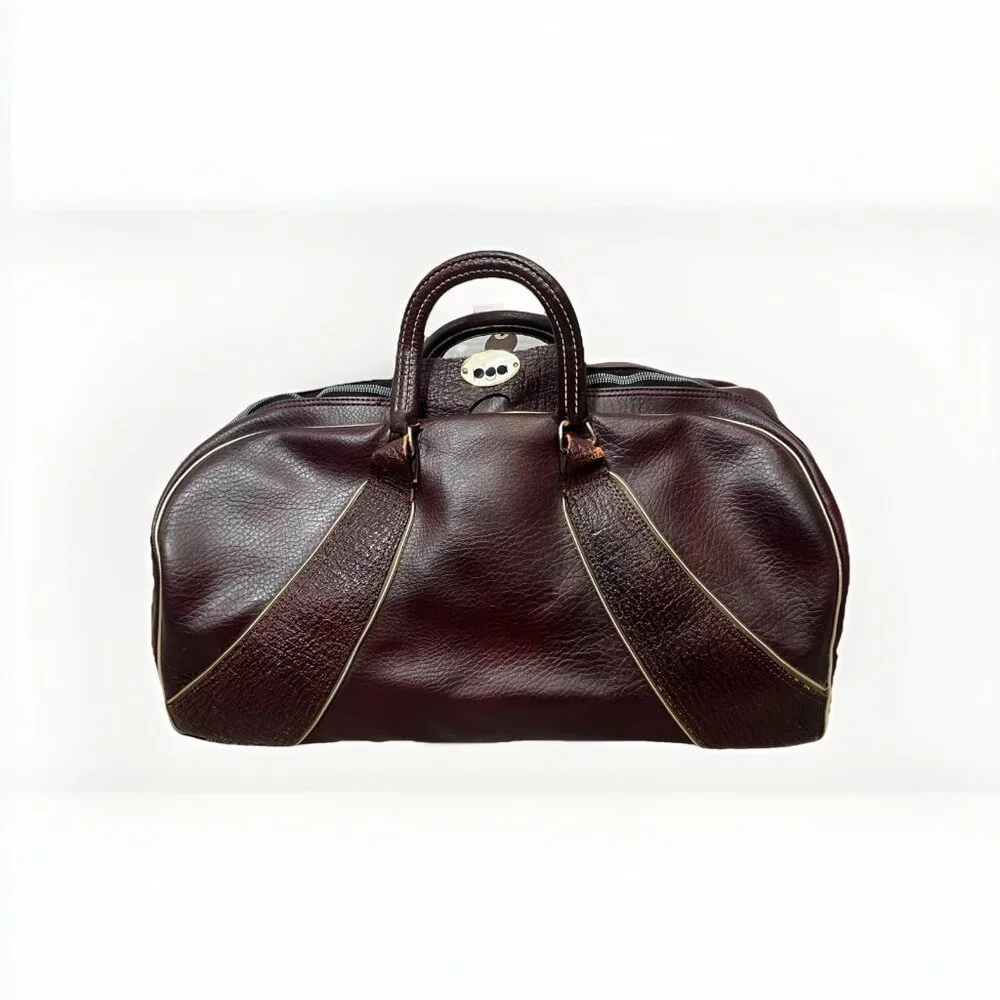 Vintage 1960s PGA Pro Golf Duffel Weekend Bag Burgundy Leather PRO ONLY USA